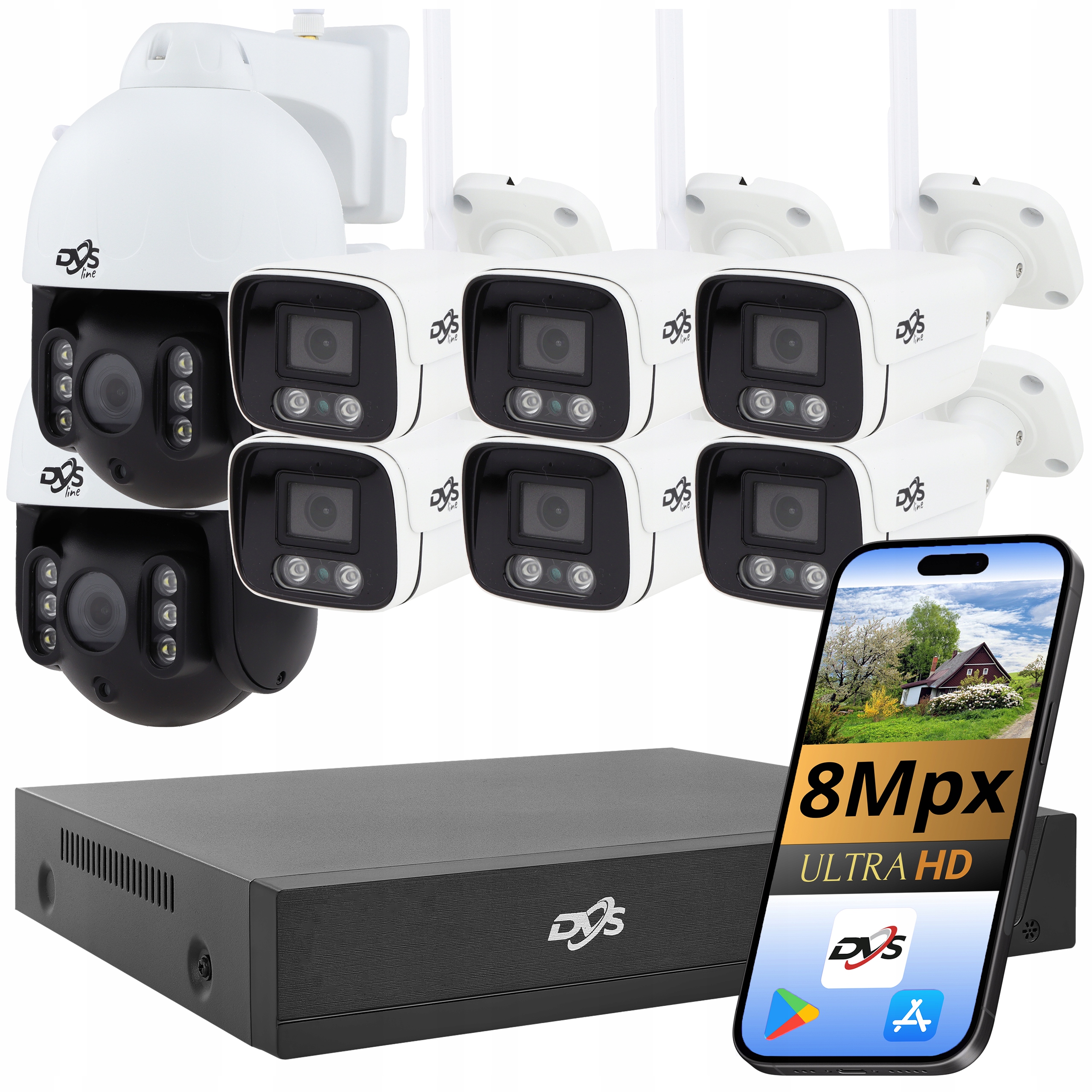 Sada Wifi Kamer 6 Kamer 2 Otočné Venkovní Kamery 8 MPx Do Domácnosti 4K