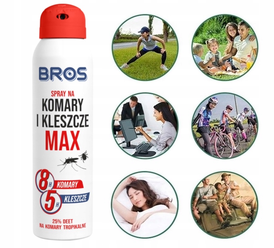 BROS SPRAY MAX NA KOMARY KLESZCZE MESZKI 25% DEET Marka Bros