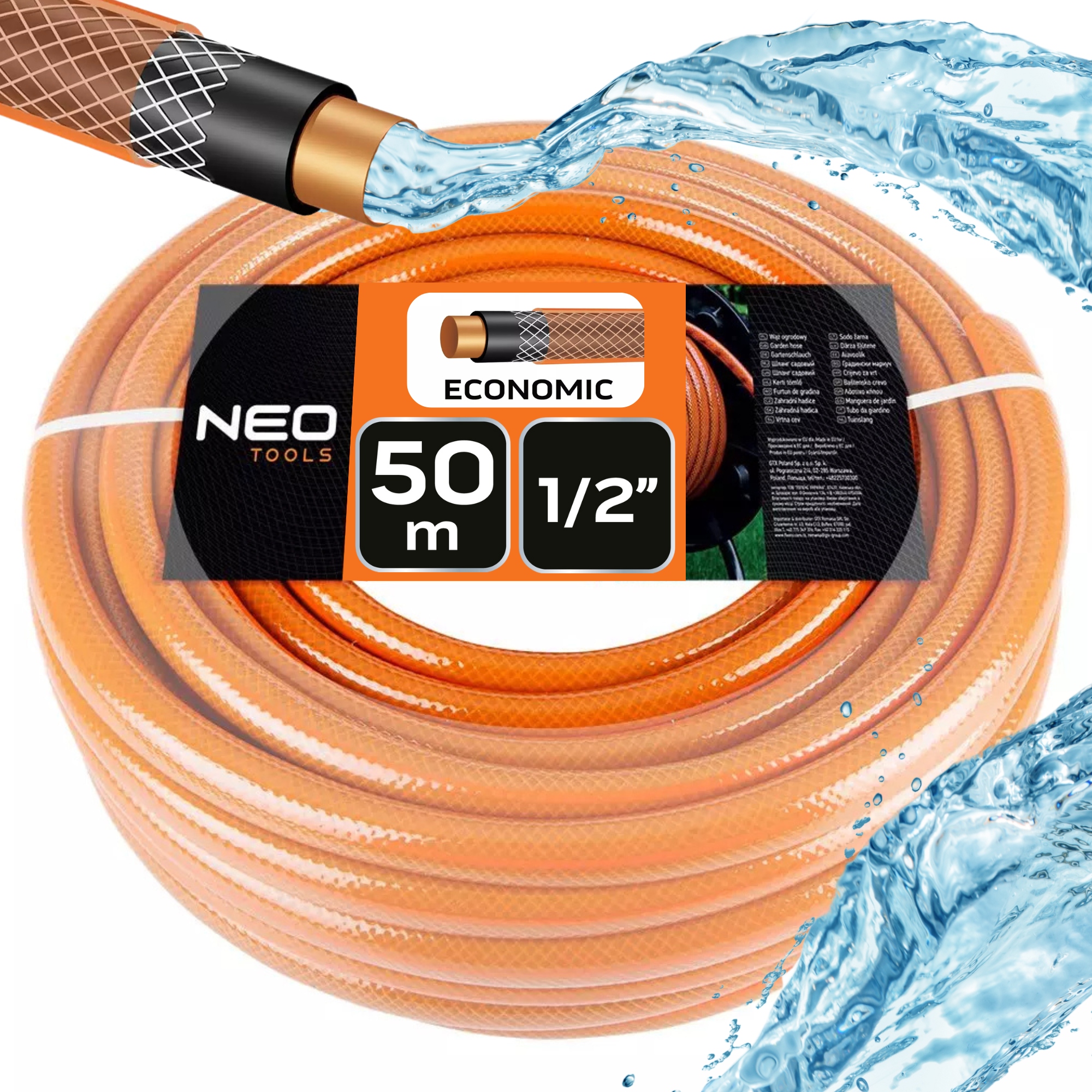 Neo Wąż Ogrodowy 1/2" x 50m 4 Warstwy Wytrzymały Odporny na Uv Elastyczny