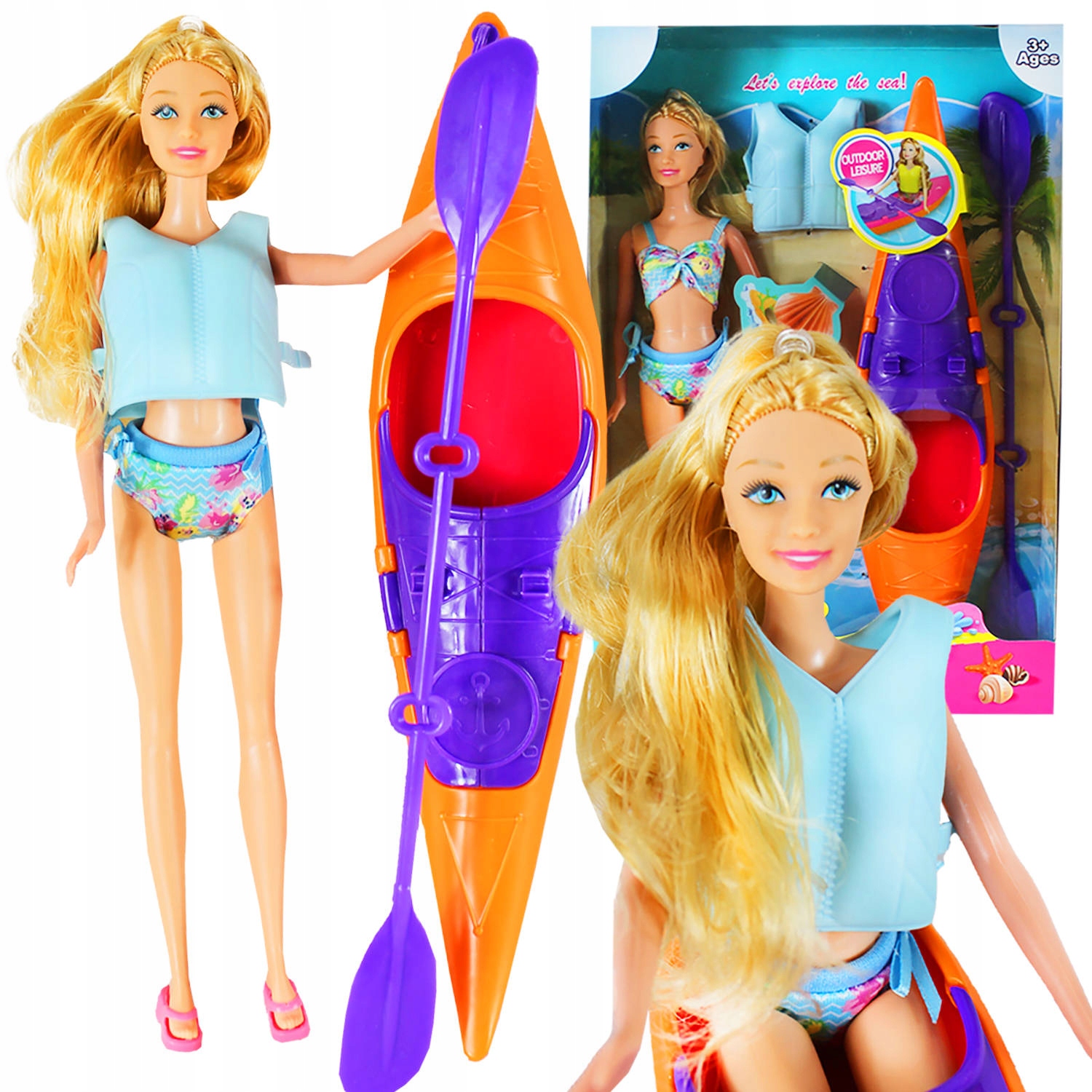 

Duża Lalka Pływaczka Pływa Po Wodzie Kajak Akces