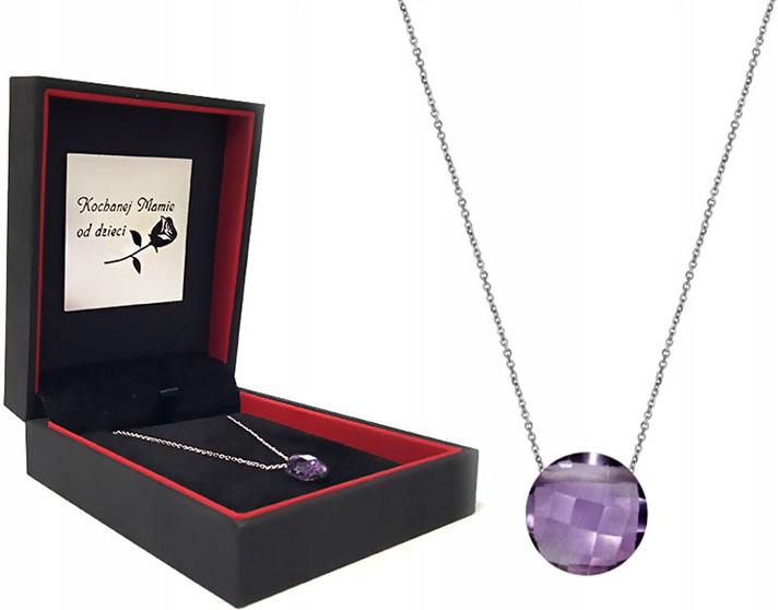 Stříbrný náhrdelník 925 kámen ametyst kolečko s přívěskem, módní vzor