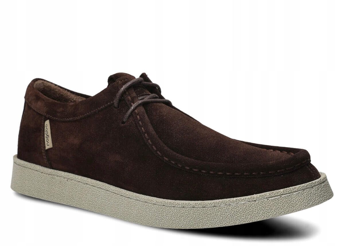 Pánský kožený mokasíny, polobotky, hnědý velur Nagaba 2521 casual, pohodlné -44