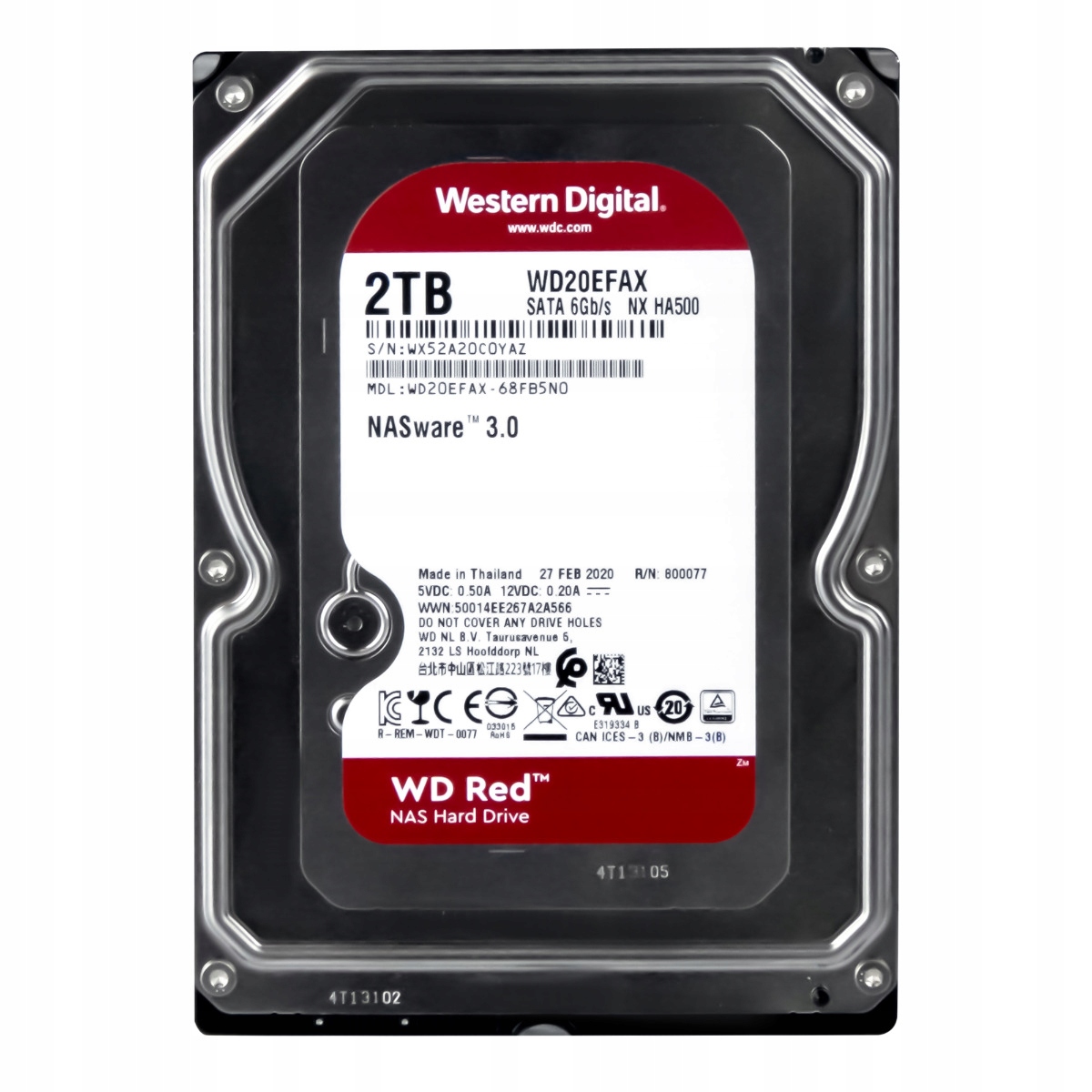 Wd Red 2TB 5.4K 256MB Sata III 3.5'' WD20EFAX NASware 3.0 Nx HA500