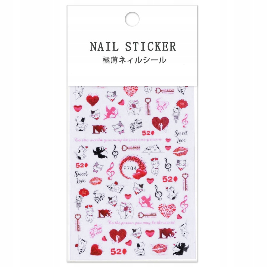 

Naklejki Do Paznokci Kotki Walentynki