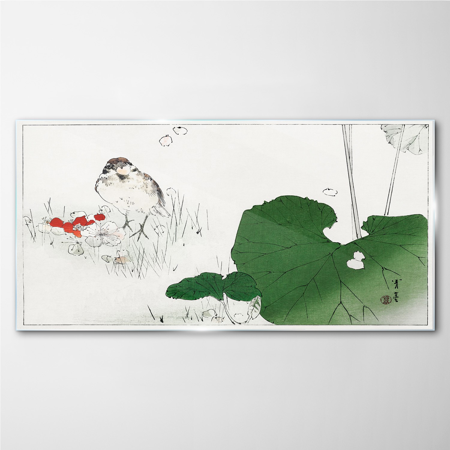 

Obraz szklany Liście kwiaty zwierzę ptak 140x70 cm