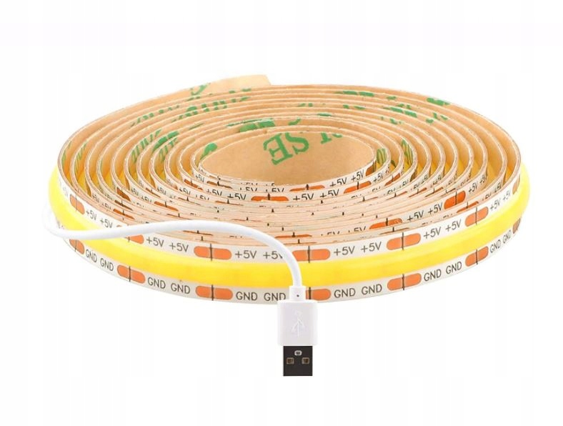 USB 5V TAŚMA LED COB JEDNOLITA LINIA ŚWIATŁA