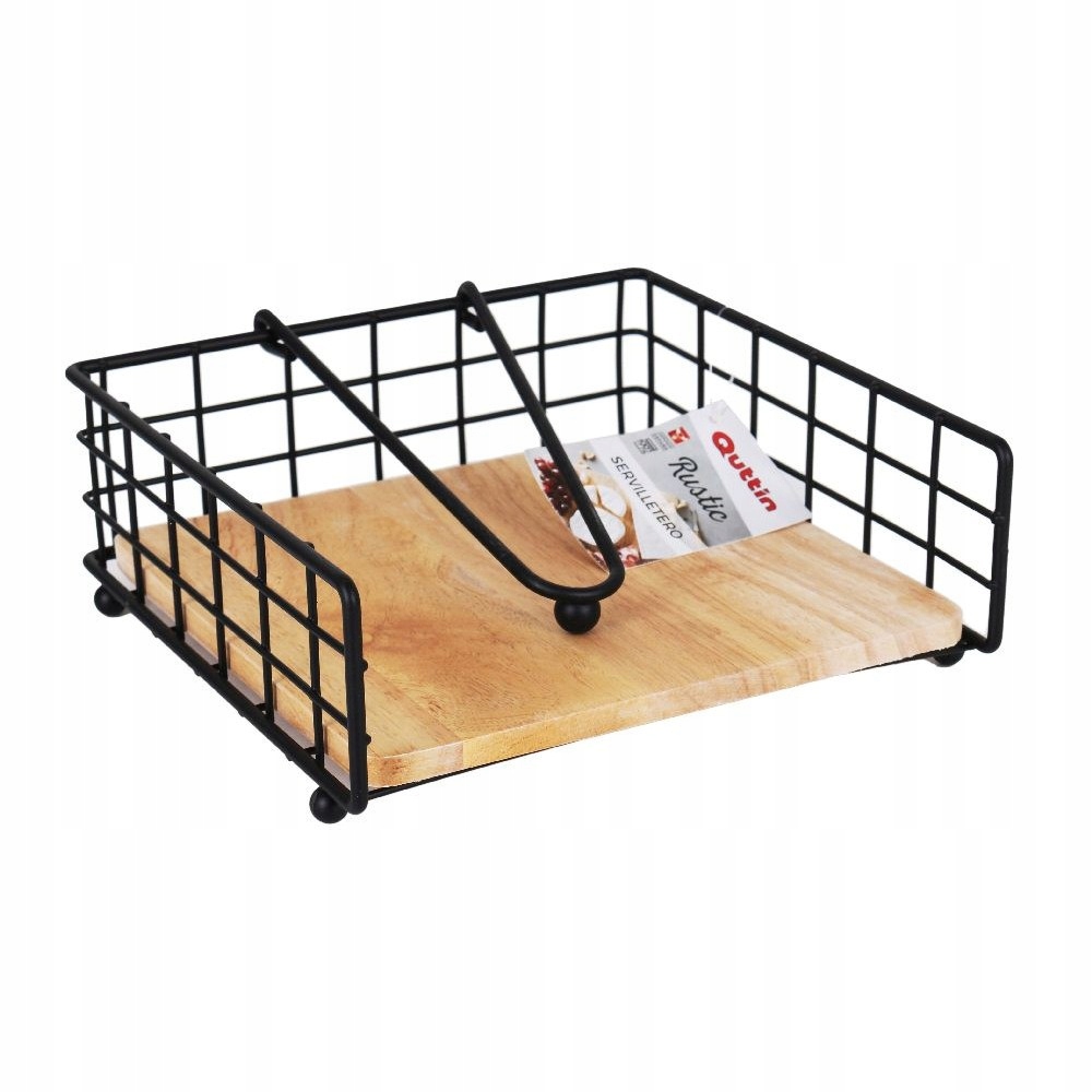 

Serwetnik rustykalny metalowy z drewnem Loft