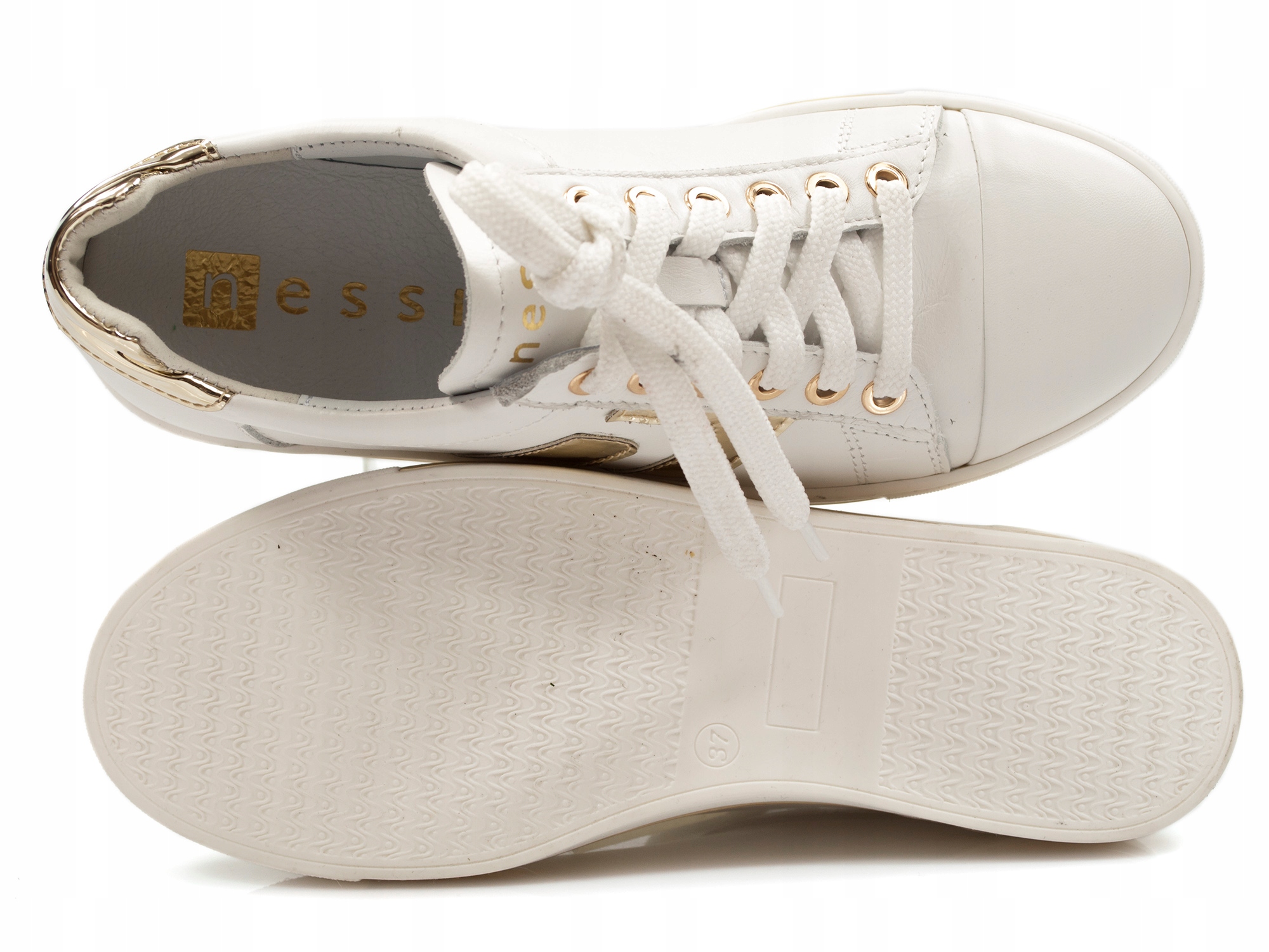 półbuty Nessi skórzane na platformie sneakersy Model 21023