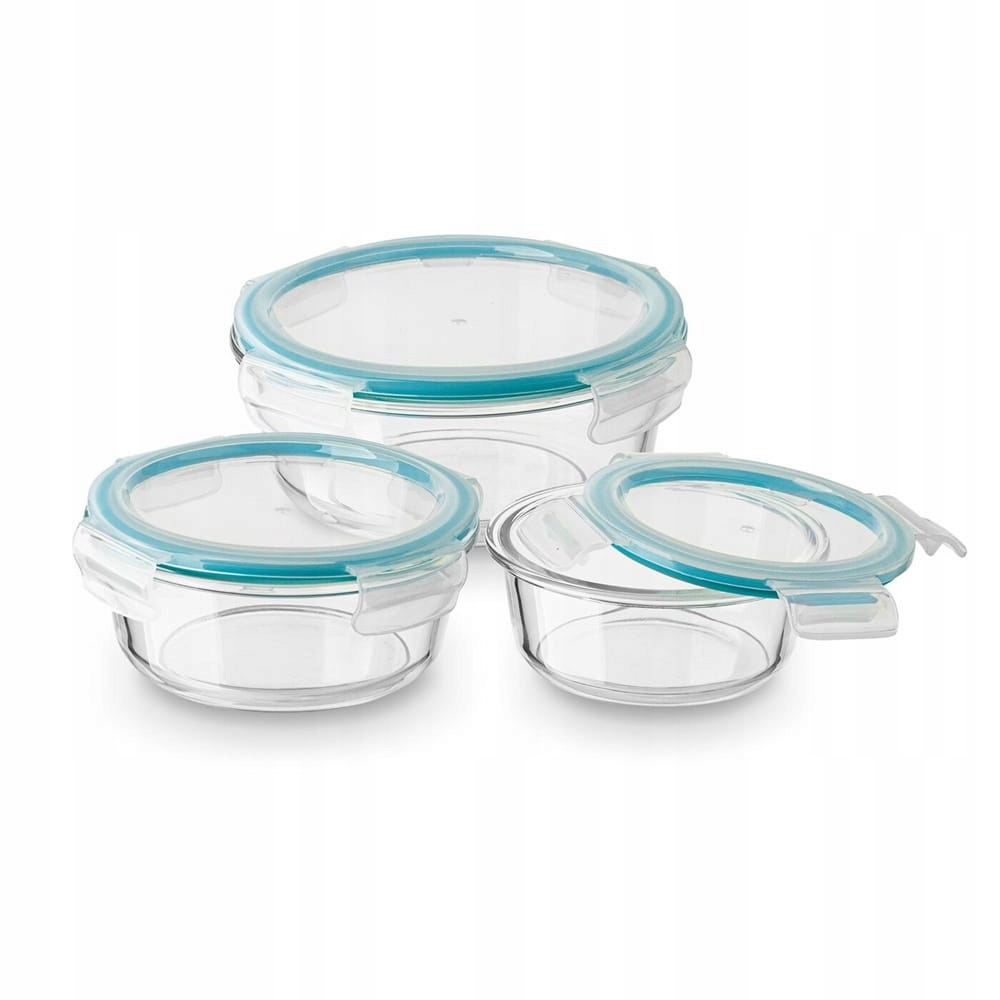 

Szklane pojemniki na żywność Komplet 3 borokrzemow