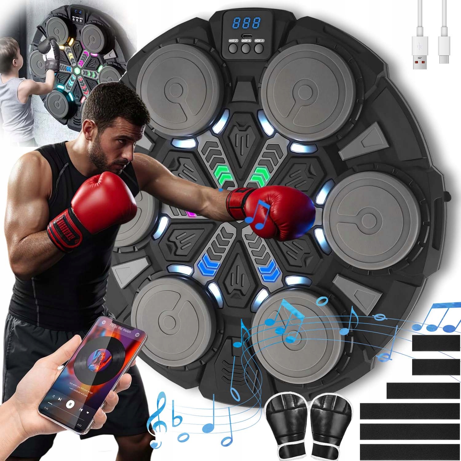 УМНЫЙ МУЗЫКАЛЬНЫЙ БОКСЕР BLUETOOTH ДЛЯ ВЗРОСЛЫХ И ДЕТЕЙ, 3 РЕЖИМА СКОРОСТИ