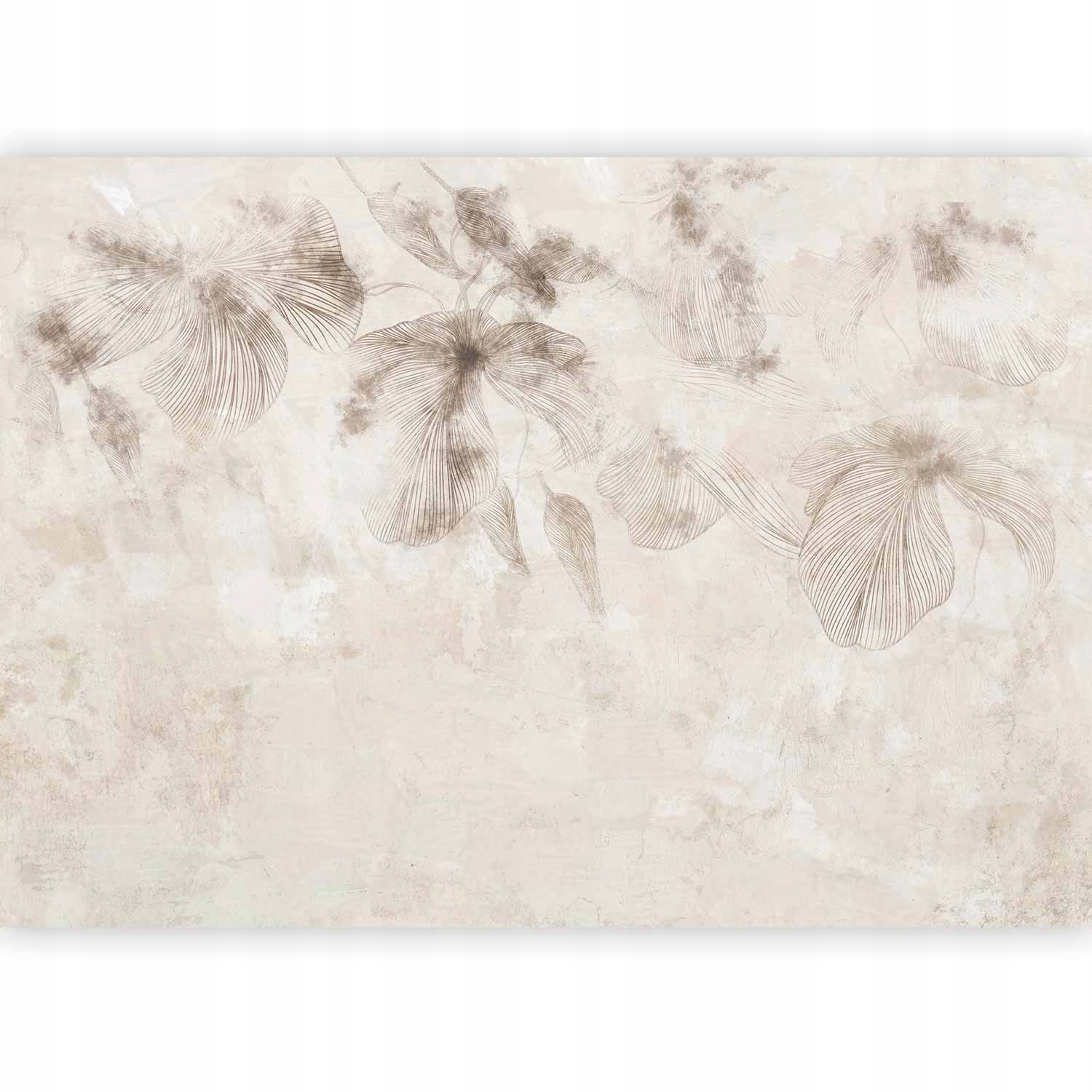 FOTOTAPETA LIŚCIE NATURA BEŻOWA BOHO 3D TAPETA NA ŚCIANĘ SYPIALNI 400x280