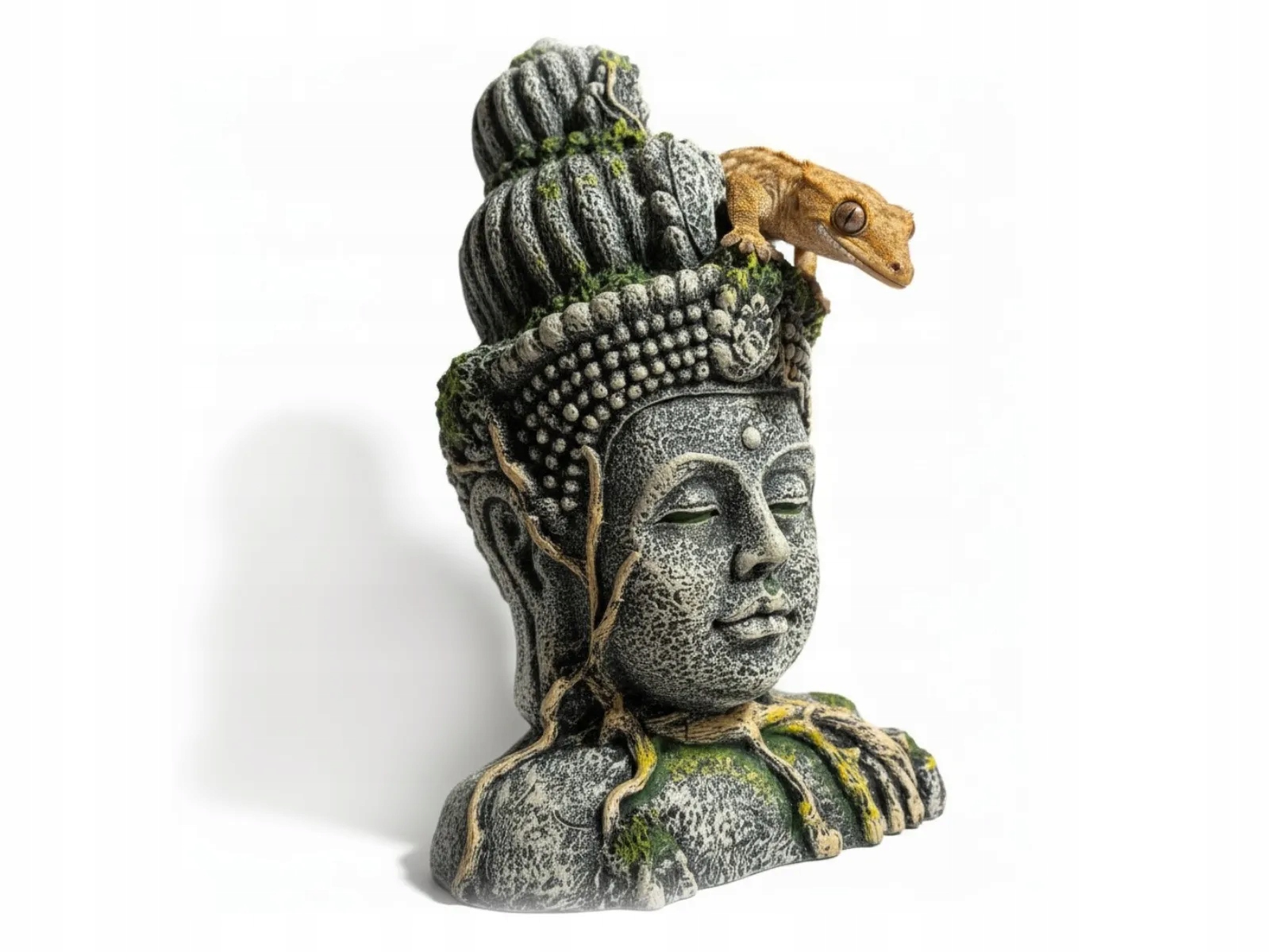 Dekorace do akvária a terária hlava socha Buddha Head 17,5x13x26,5 cm