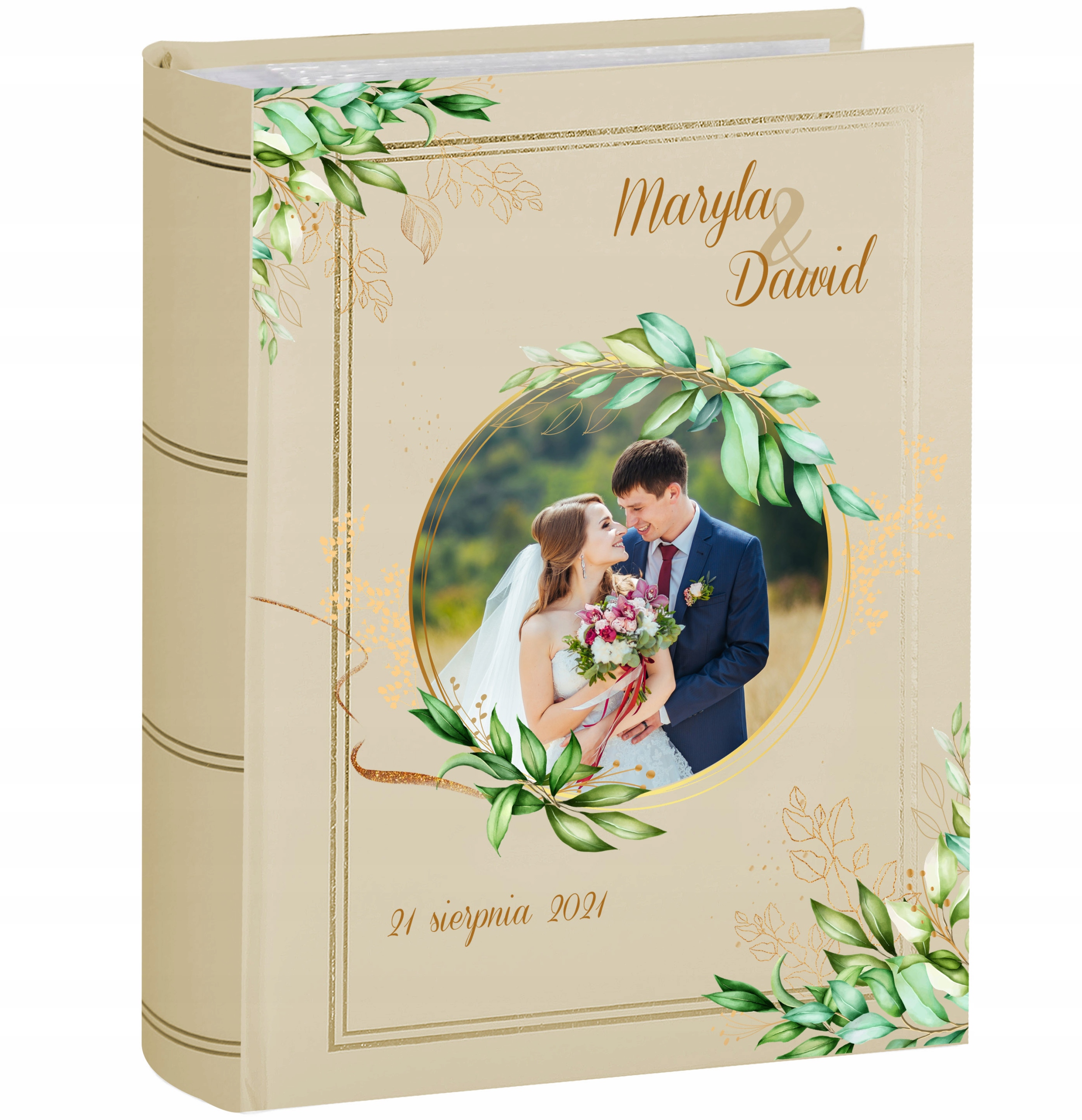 Album Zdjęcia ślubne 300 zdjęć Twój Nadruk Złota ramka Pamiątka ślubu