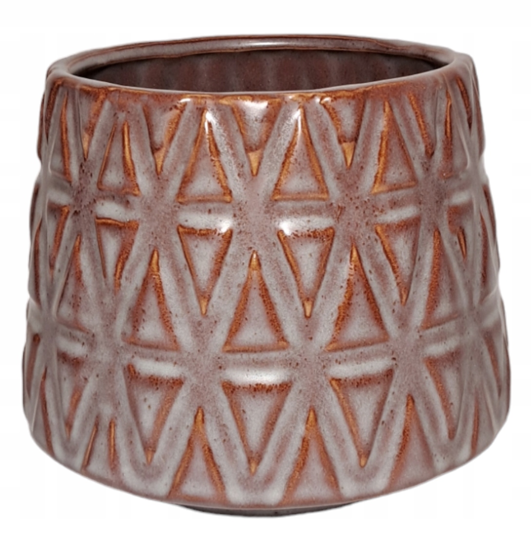 Osłonka Donica Ceramiczna 15x12 cm odcienie brązu