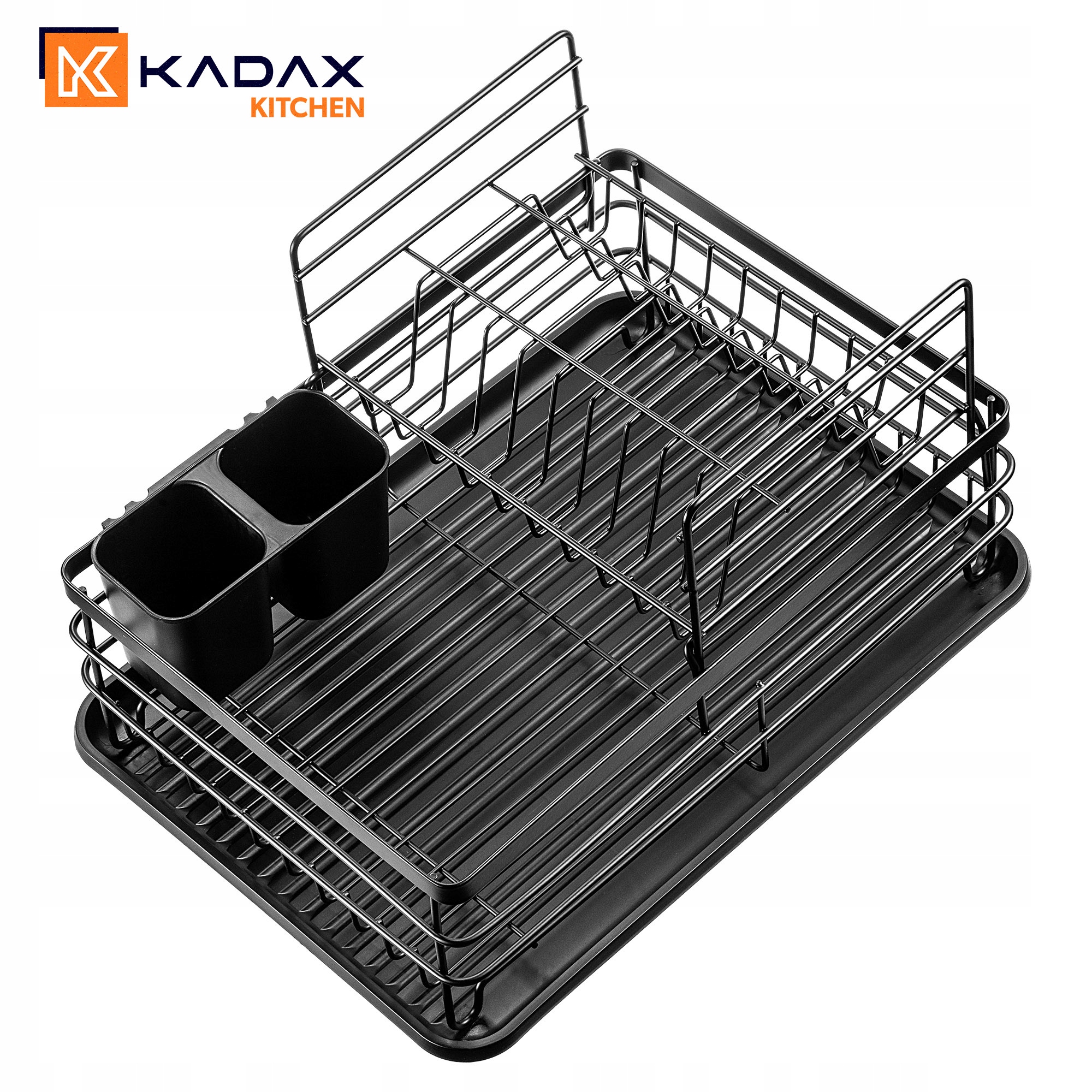 SUSZARKA DO NACZYŃ OCIEKACZ TALERZE STOJĄCA CZARNA DWUPOZIOMOWA DUŻA Szerokość produktu 32 cm