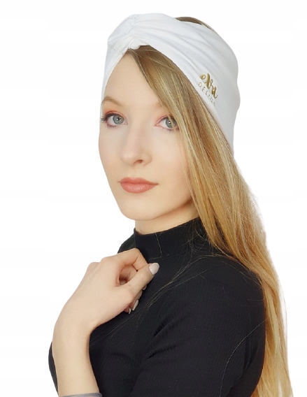 

Opaska półturban premium be-biała Eva Design