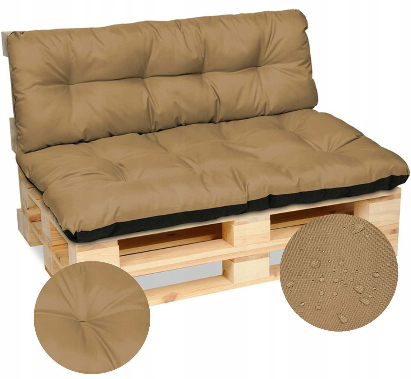 

Poduszki na meble z palet ławkę 120x80+120x38 beż