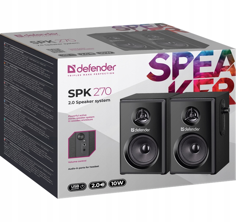 GŁOŚNIKI DEFENDER SPK-270 2.0 10W DREWNIANE USB — 9