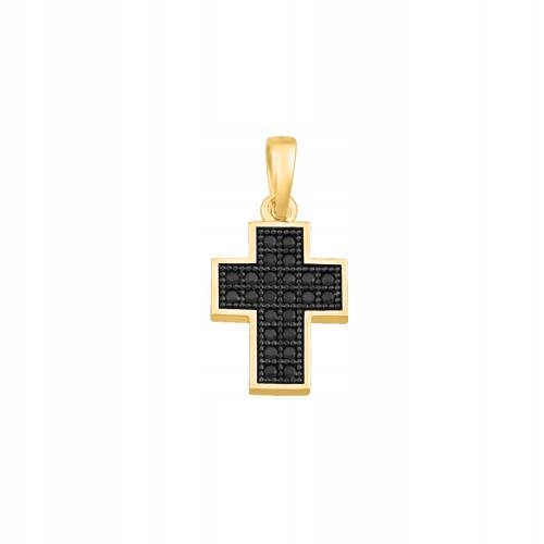 Zlatý kříž 585 s černými zirkony, elegantní vzor 14kt jako dárek 1 g