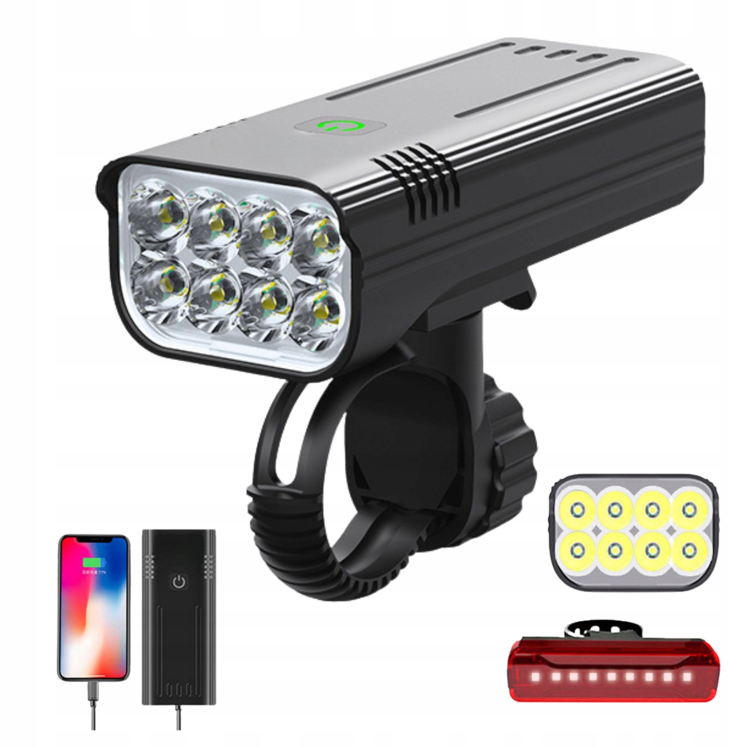 Lampka rowerowa przód tył Led 3600 lm długi czas pracy premium latarka