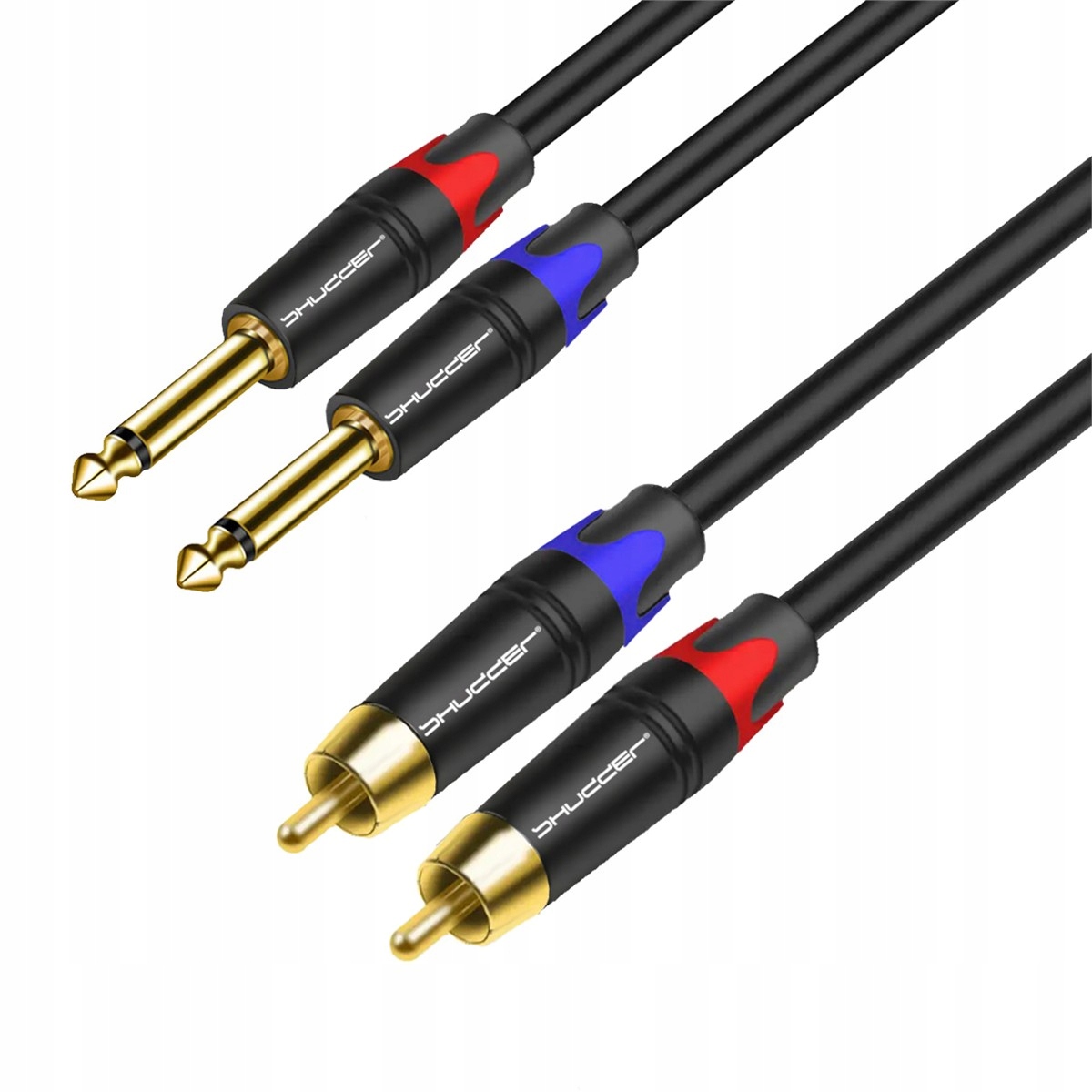 Kabel konektor 2x jack 6.3 mm mono 2 Rca konektor 10 m Shudder Premium