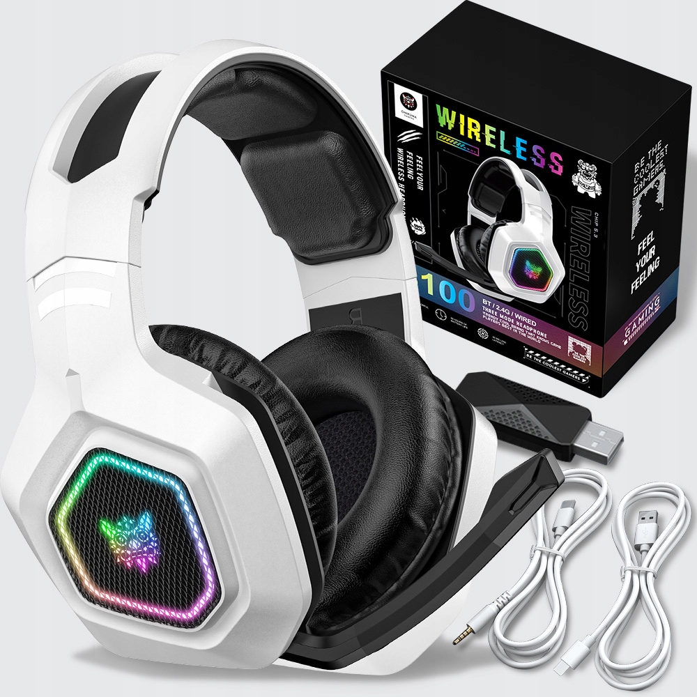 Bezdrátová Sluchátka sluchátka Onikuma B100 s Bluetooth 5.3, Rgb a 2,4 GHz