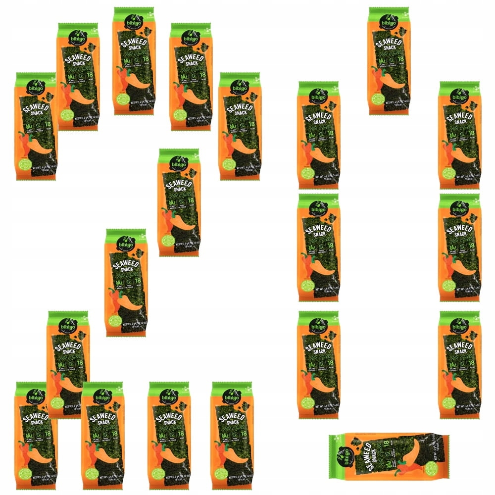 20x Nori Snack Koreańska Chrupka Przekąska Algi Seaweed Hot Chili 4g Bibigo