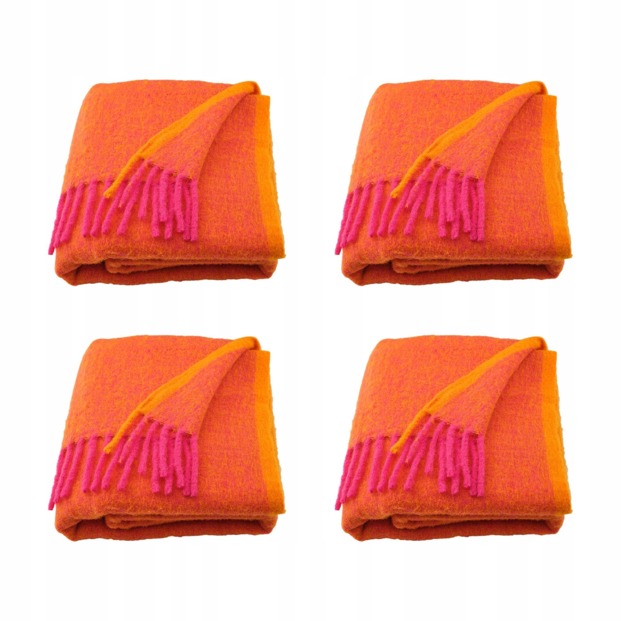 4 ks Oranžový pléd jasně růžový 130 x 170 cm Klippoxel