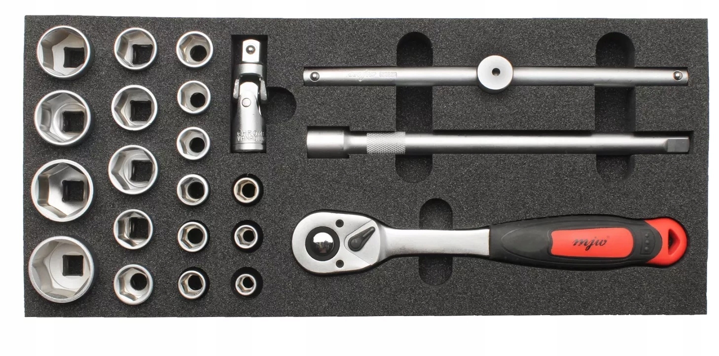 Vložka do krabice – sada nástavců 1/2" 6-hran, příslušenství 1/2" 22 ks Mjw