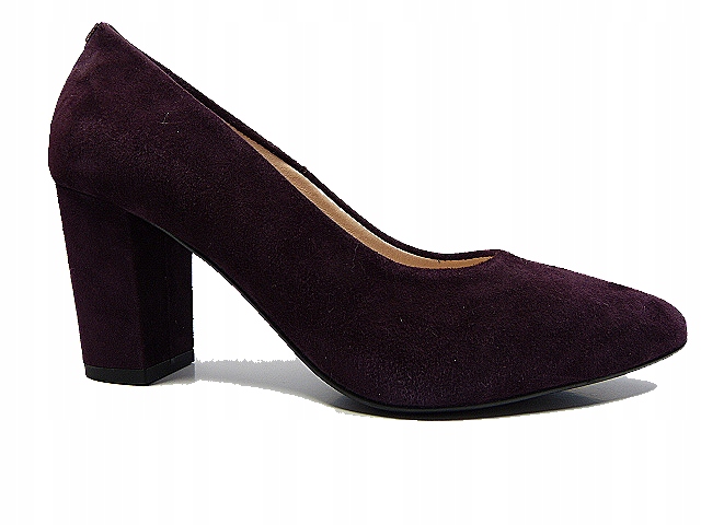 burgundský semišový sloupek dámské kožené lodičky na pohodlném podpatku Sala 37