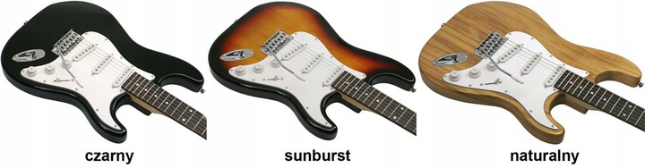 GITARA ELEKTRYCZNA TYPU STRATOCASTER + DODATKI Wersja Praworęczna