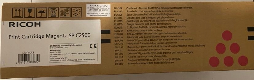 RICOH TONER SP C250E MAGENTA 407545 ORYGINAŁ PUSTY