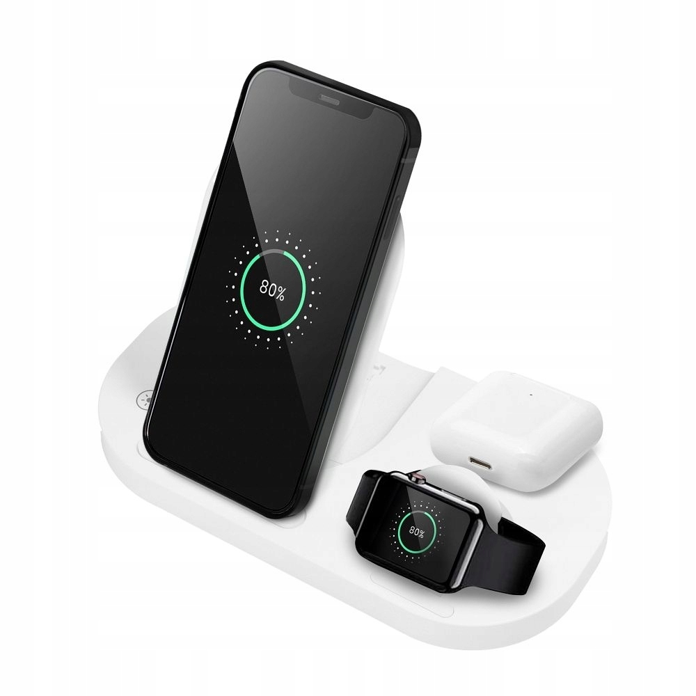 Ładowarka indukcyjna Qi 3w1 15W bezprzewodowa do telefonu smartwatcha TWS