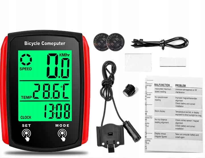 Licznik rowerowy termometr tryb noc PRĘDKOŚCIOMIERZ LCD PRO Model PRĘDKOŚCIOMIERZ DYSTANSOMIERZ LCD PRO