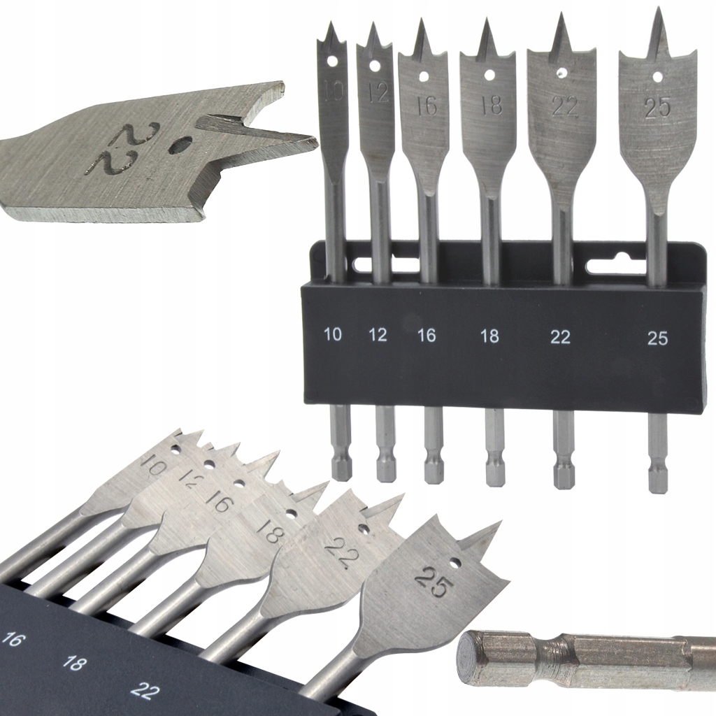 

Wiertła Piórkowe Do Drewna Łopatkowe Płaskie 6szt.