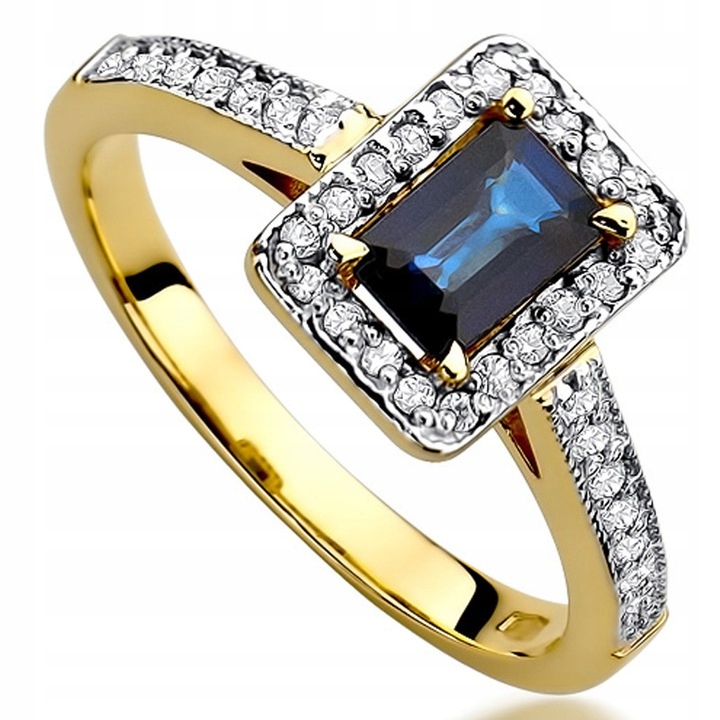 

Pierścionek Złoty Z Szafirem I Brylantami 0,22ct