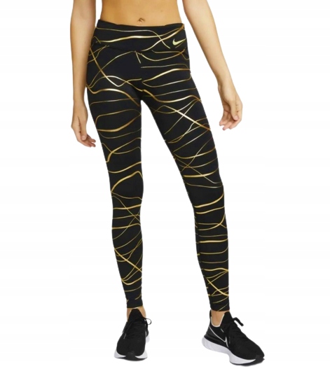 

Legginsy Nike czarno złote Śliczne!!! rozmiar S