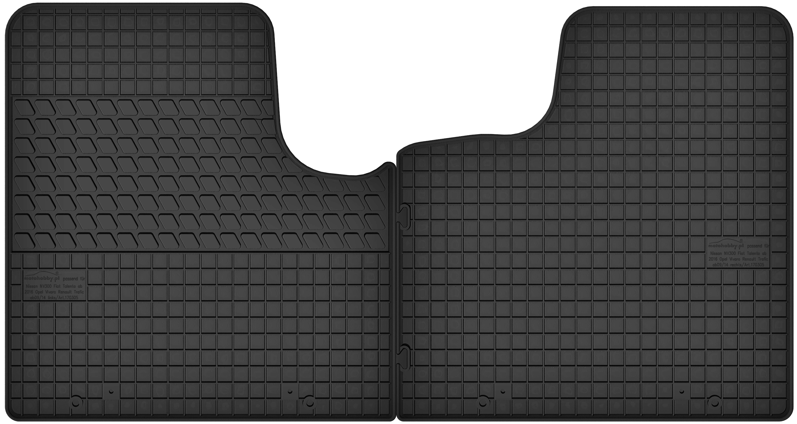 Dywaniki gumowe Opel/Renault/Nissan/Fiat Vivaro II Trafic III przód 2 szt.