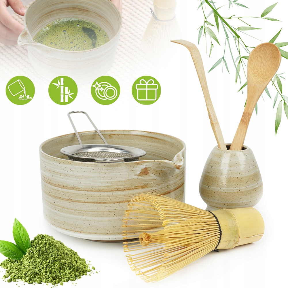 Levně Sada Na Matcha S Miskou A Metličkou A Lžící, Autentický Zážitek, Žlutá Barva