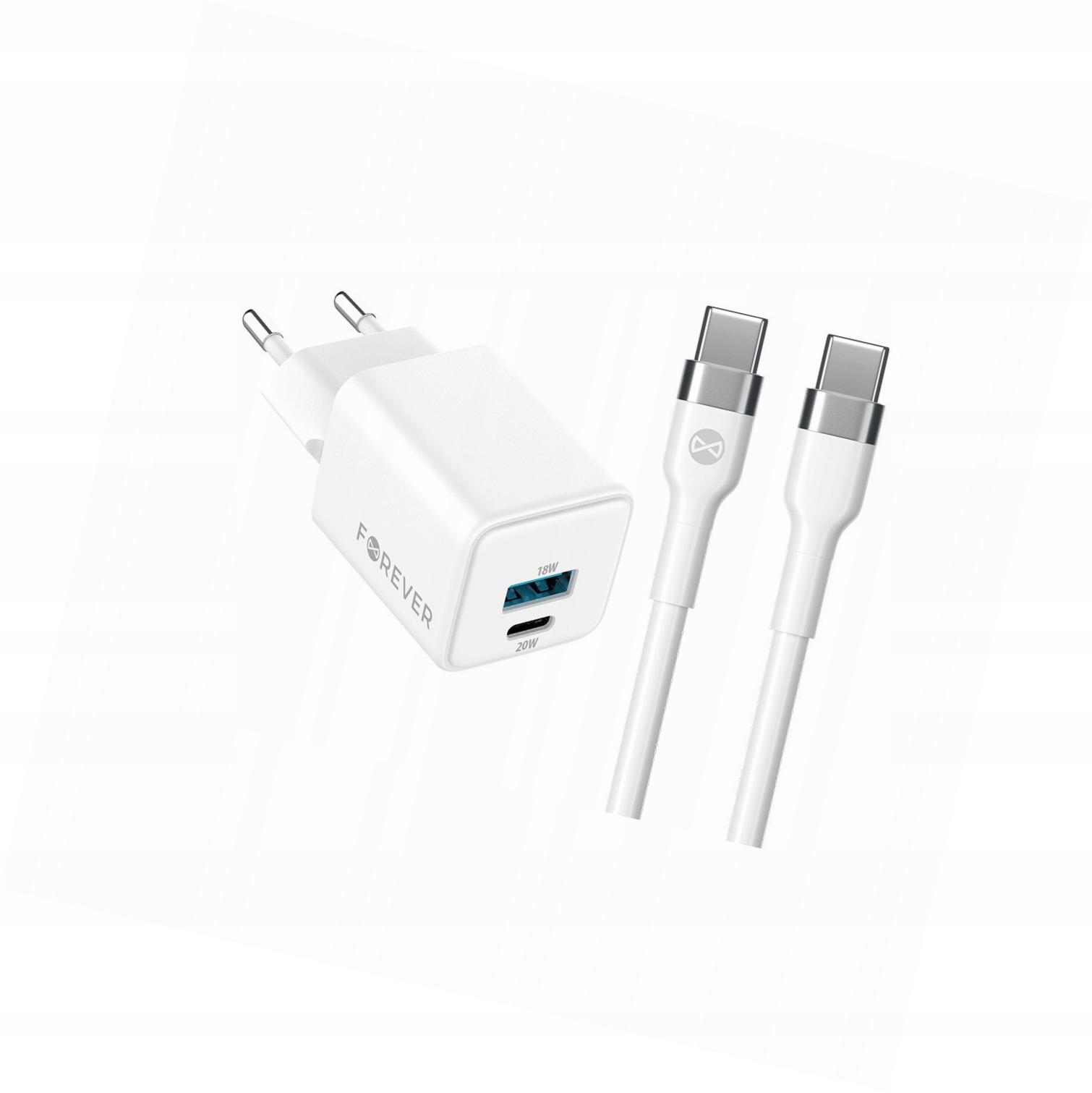 Szybka ładowarka GaN 20W 2 wejścia Usb i Usb-c z kablem do Tecno Spark 10
