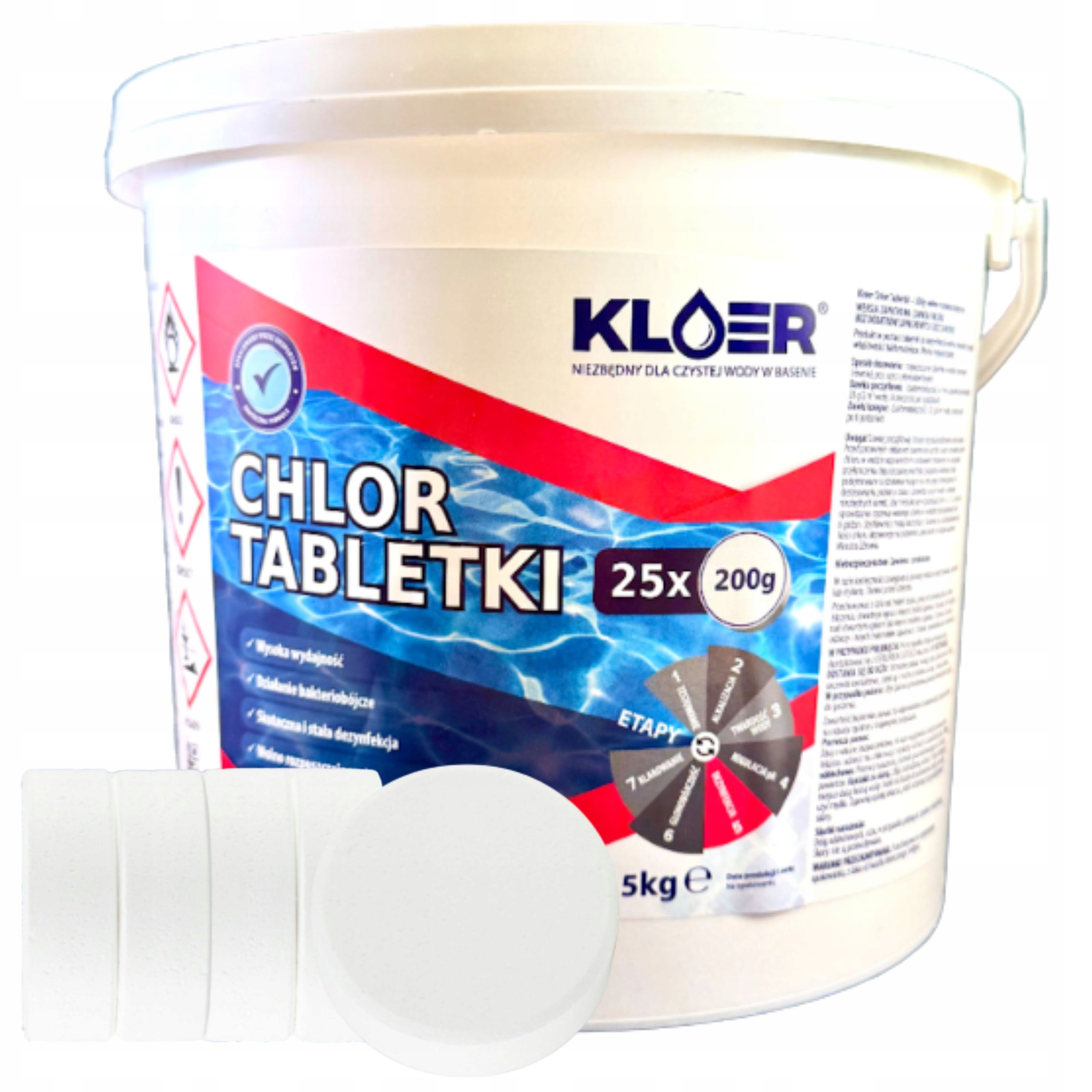 Tabletki chlorowe KLOER 200 g, opakowanie 5 kg
