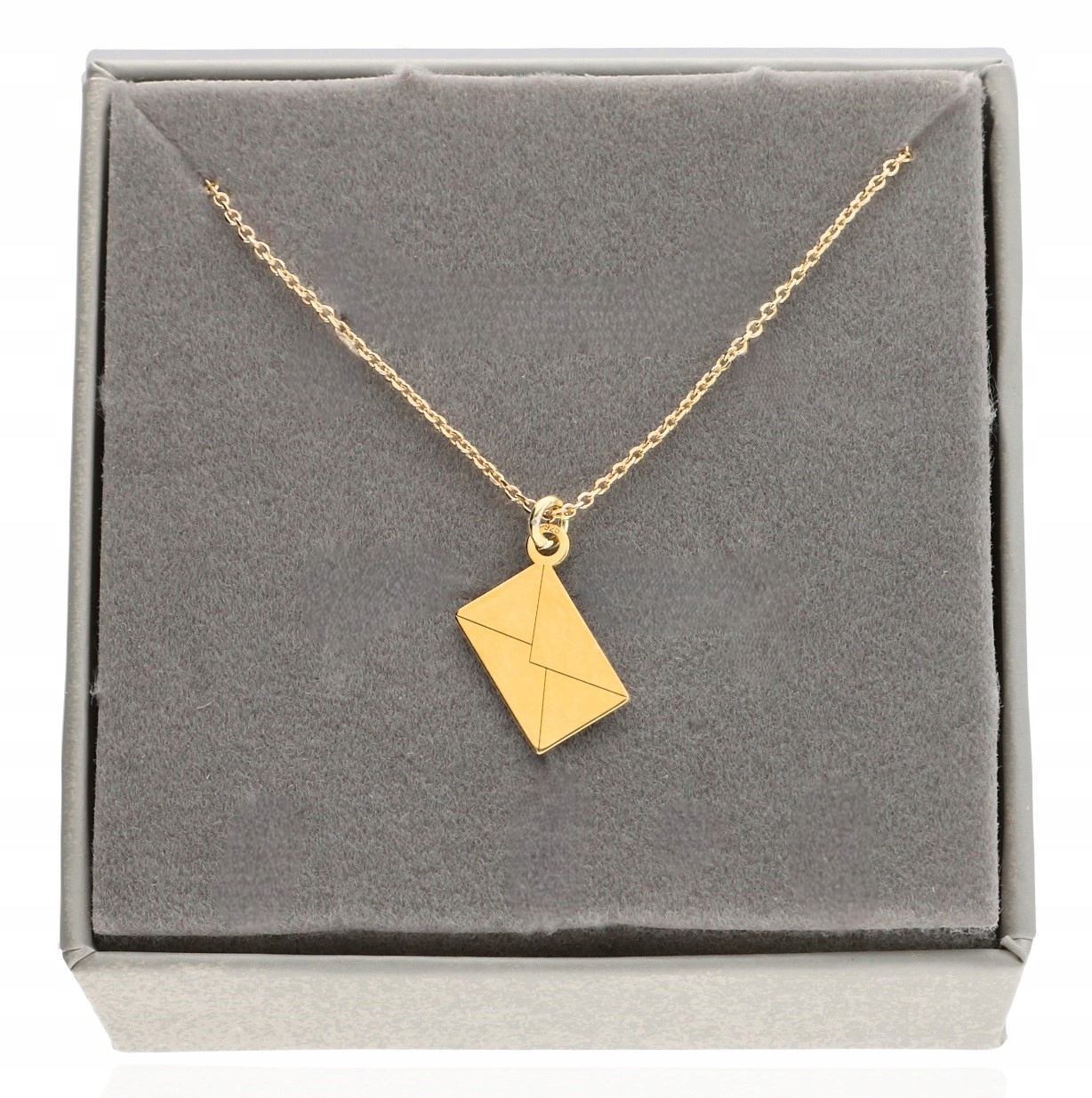 Zlatý náhrdelník, obálka, dopis Gravírování, celebrita, stříbro 925, pozlacené, 50 cm