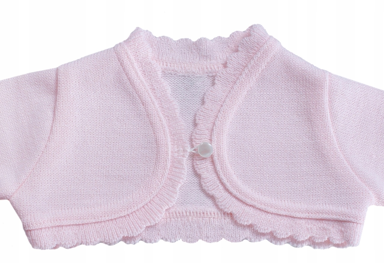 RÓŻÓWE BOLERKO sweterek 68cm CHRZEST