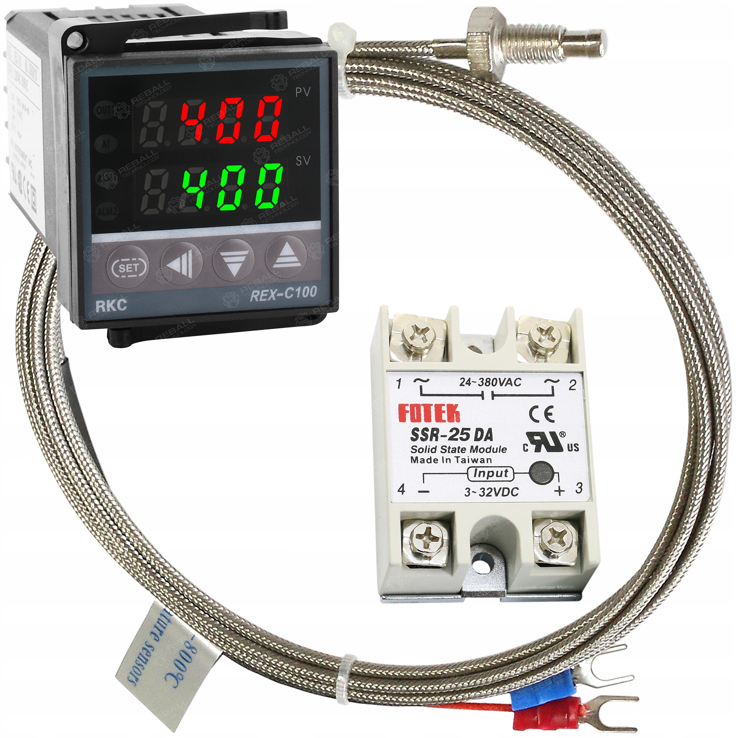 Termostat Regulátor Rex C100 Senzor M8 Relé Ssr 25A