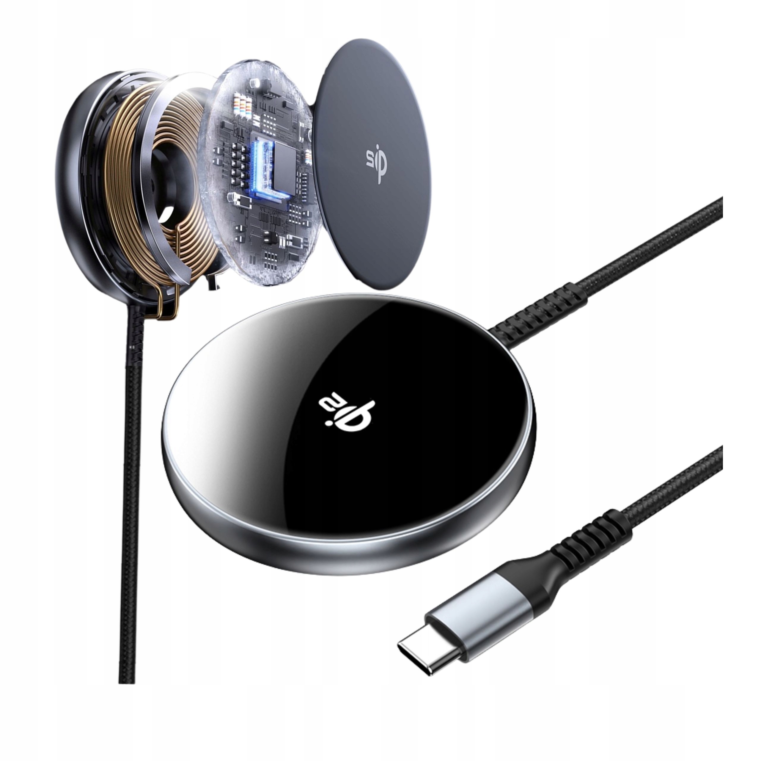 Magnetická indukční nabíječka Qi2 15W Pisen Magsafe Iphone černá