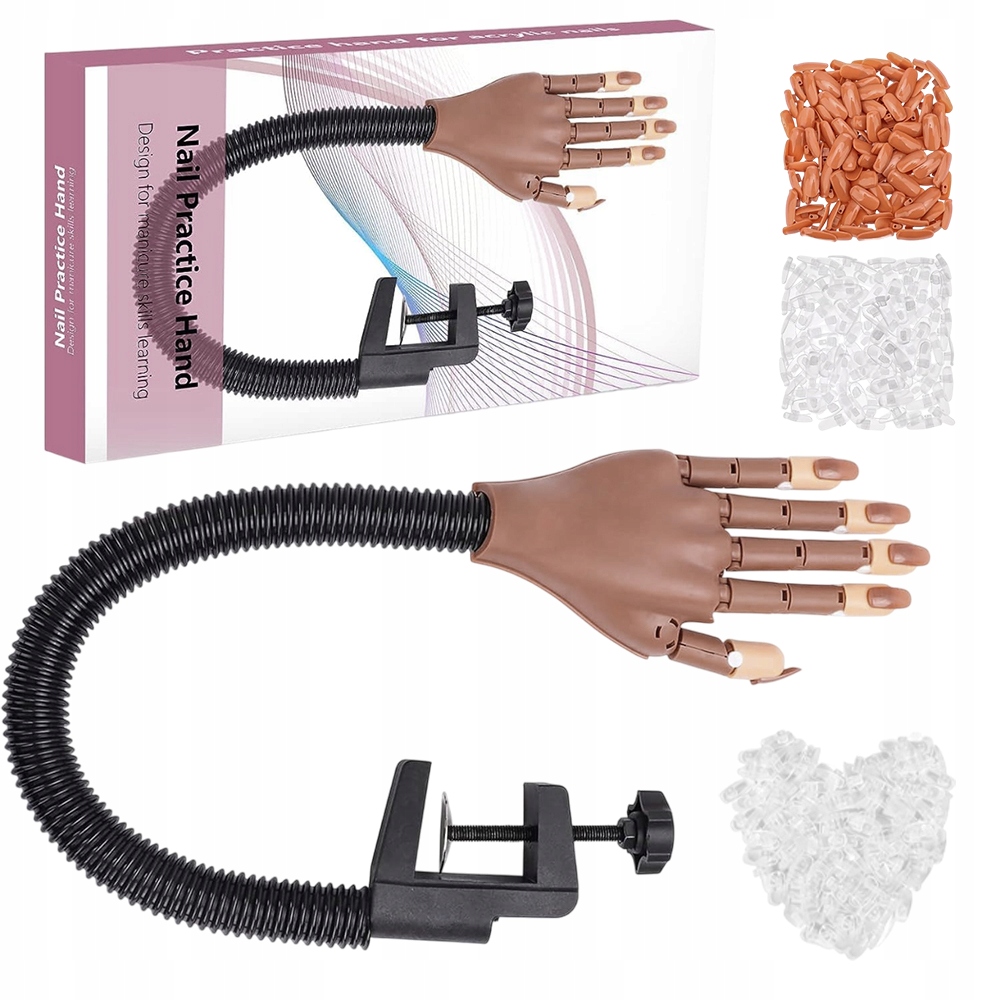 Umělá dlaň pro cvičení nehtů s tipy Elastická rukojeť