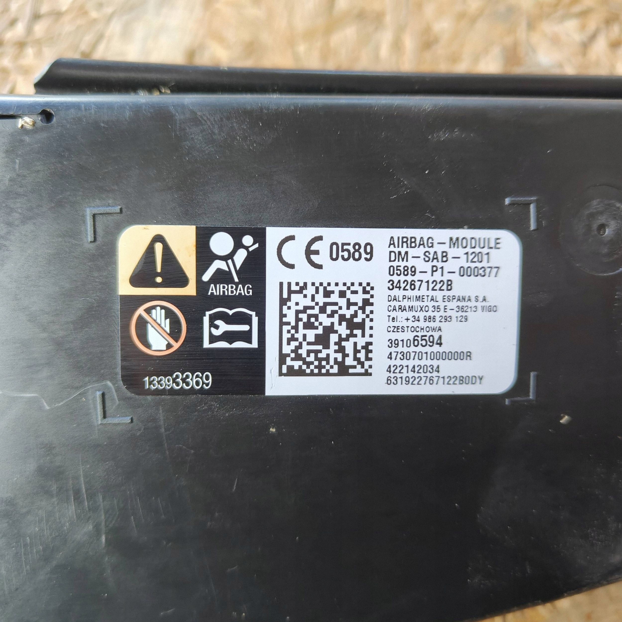 Opel Crossland X airbag luft seitlich rechts sitz 34267122B