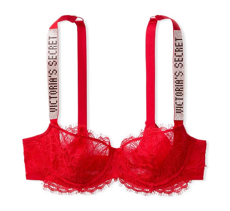 Krajková podprsenka Victoria's Secret s zirkony a logem 70E (32DD)