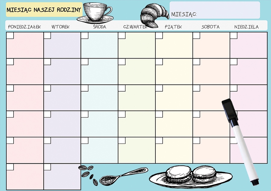 KALENDARZ PLANER MAGNETYCZNY TABLICA NA LODÓWKĘ
