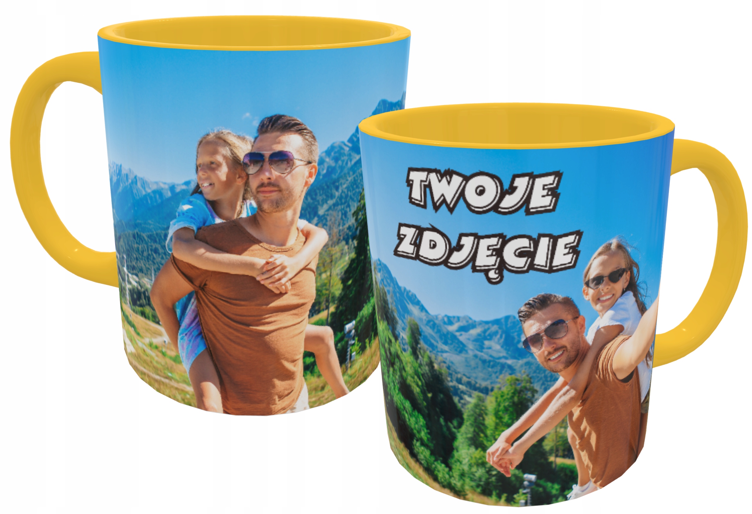 

Foto Kubek Żółty Ze Zdjęciem Własny Nadruk